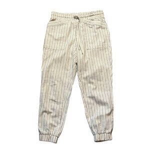 LOFT White and Blue Striped Joggers Size Small Petite